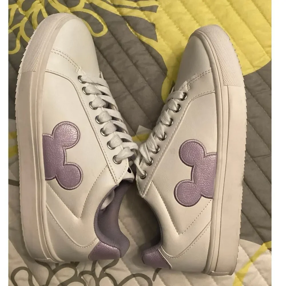 Disney Mickey Mouse Character Court Ladies' Sneakers Lavender Sz 8